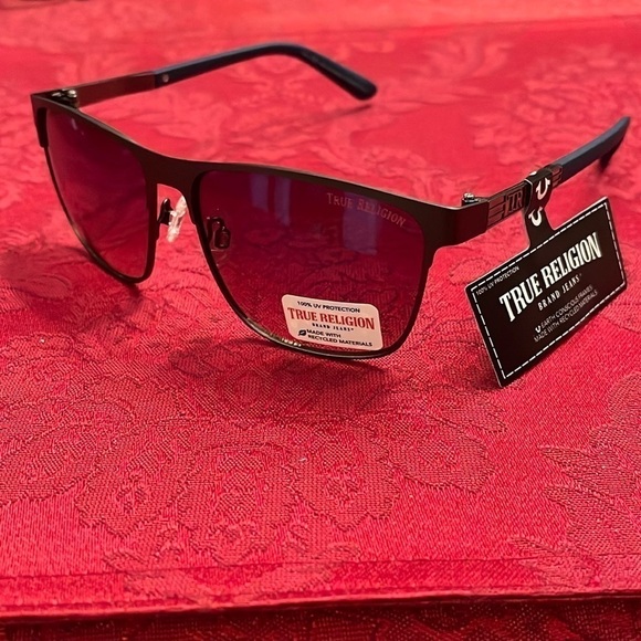 Brand New True Religion Brown Matte Metal Square Sunglasses 100% UV Protection - Picture 3 of 16